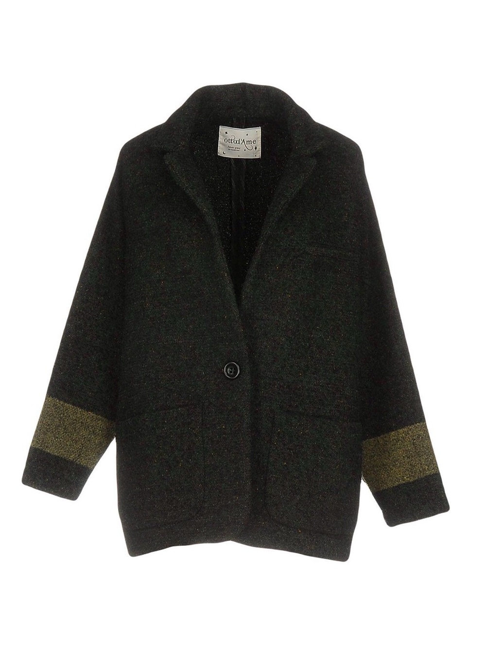Ottod’ame Green Black alpaca silk acrylic blend Blazer coat Gold Accent Cuffs 4